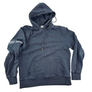 Revolve DAILY PAPER Navy Blue Hoodie Pullover Mens Size L Logo Sleeve Pocket